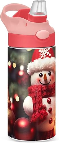 GOODOLD Botella de agua para niños con diseño de muñeco de nieve de Navidad, botellas de agua aisladas de acero inoxidable con tapa con pajilla, 12 disponible en Yaxa Costa Rica