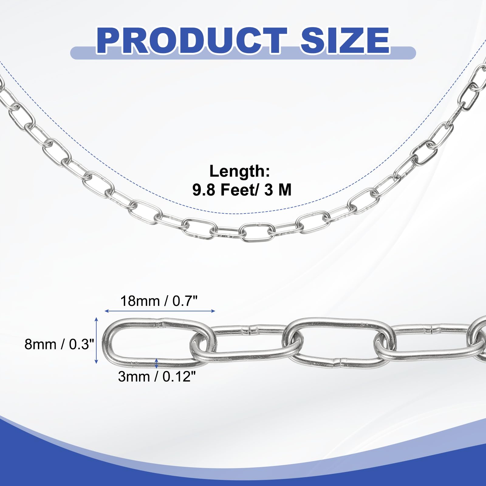 PATIKIL 9.8ft SUS304 Stainless Steel Chain - Image 2