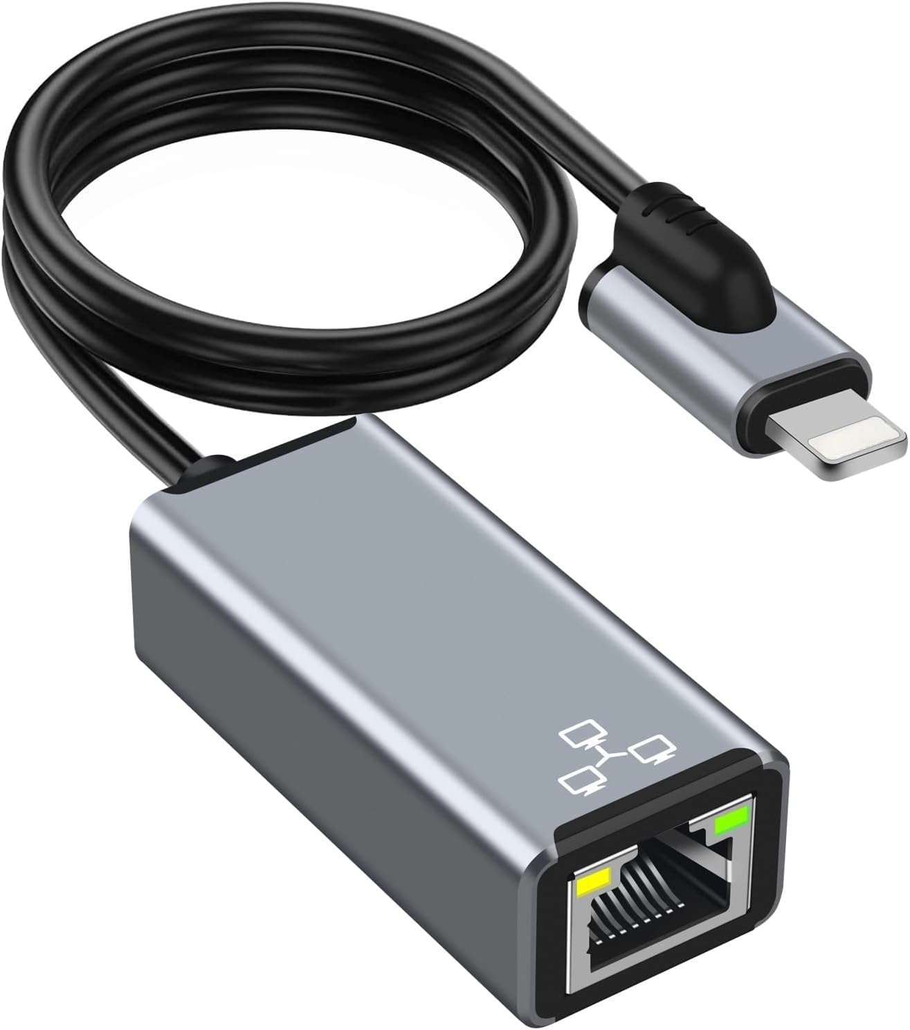 Adattatore da Lightn1ing a Ethernet,100Mbps RJ45 con porta di ricarica,compatibile con i-Phone/i-Pad/i-Pod