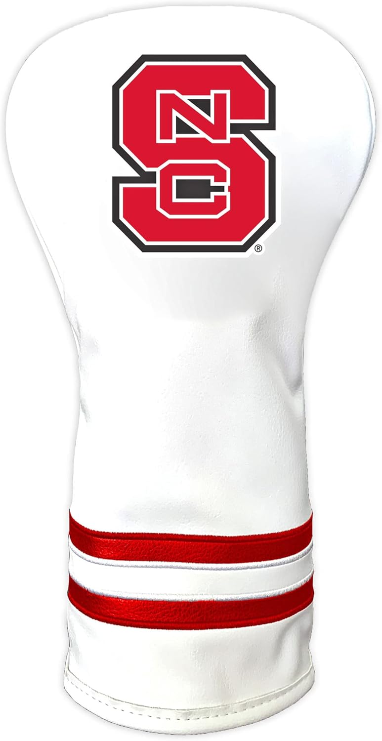 Team Golf NCAA White Vintage Driver Golf Club Headcover, Form Fitting Design, Retro Design