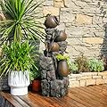 45.67''H Water Fountain Outdoor with Planter Pot 5 Tiers Cascading Waterfall Garden Fountains Indoor LED Lights Water Feature Decor for Porch Patio Backyard Deck