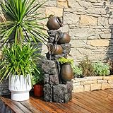 45.67''H Water Fountain Outdoor with Planter Pot 5 Tiers Cascading Waterfall Garden Fountains Indoor LED Lights Water Feature Decor for Porch Patio Backyard Deck