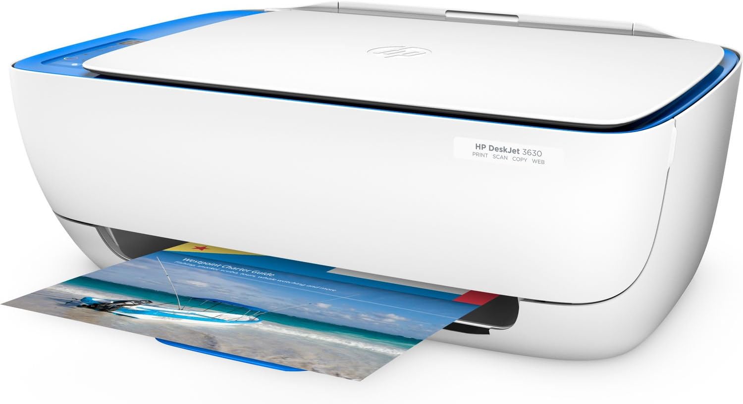 HP DeskJet 3630 Series All in One Wireless Printer (Renewed) (Blue)