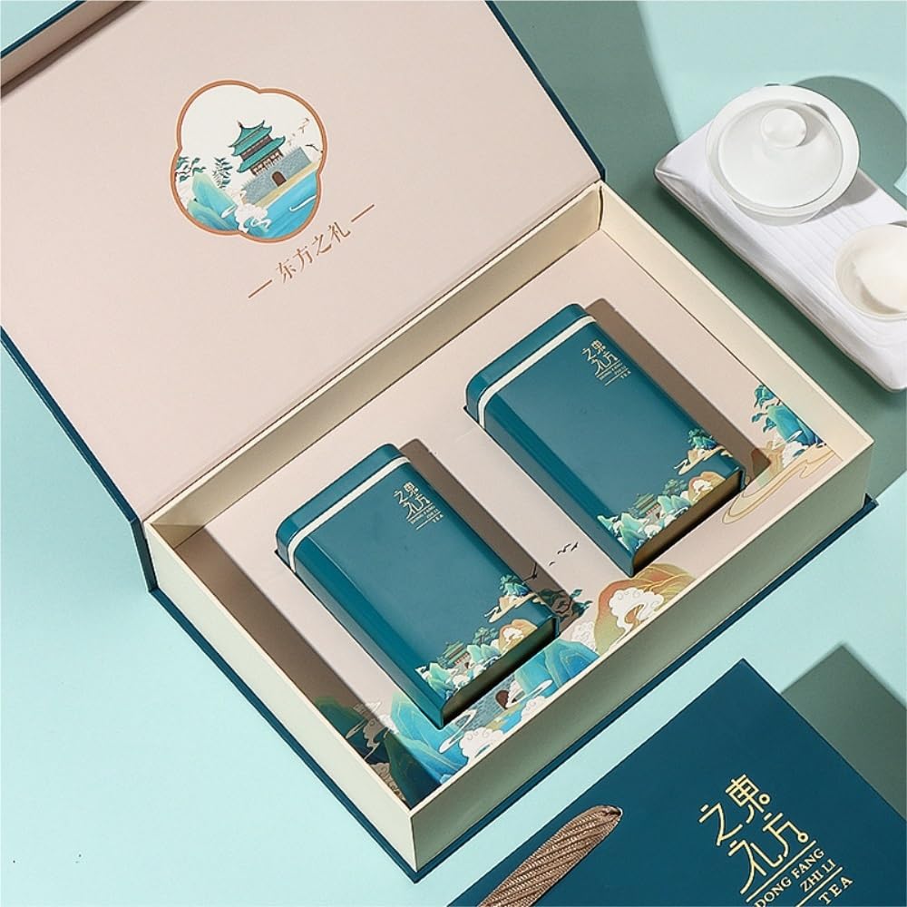 XYNSNDB Teedose, große Tee-Aufbewahrungsdose, quadratische Blechdose, Küchen-Aufbewahrungsdose, Leere Dose, chinesisches Tee-Set, Doppeldose, Geschenkbox-Set, Teedose (B, Doppeldose)