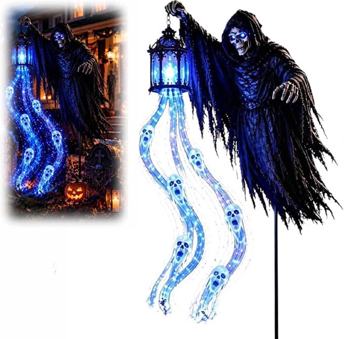 zoocco Halloween Soul Harvester Animated Garden Light Outdoor Yard Decor
