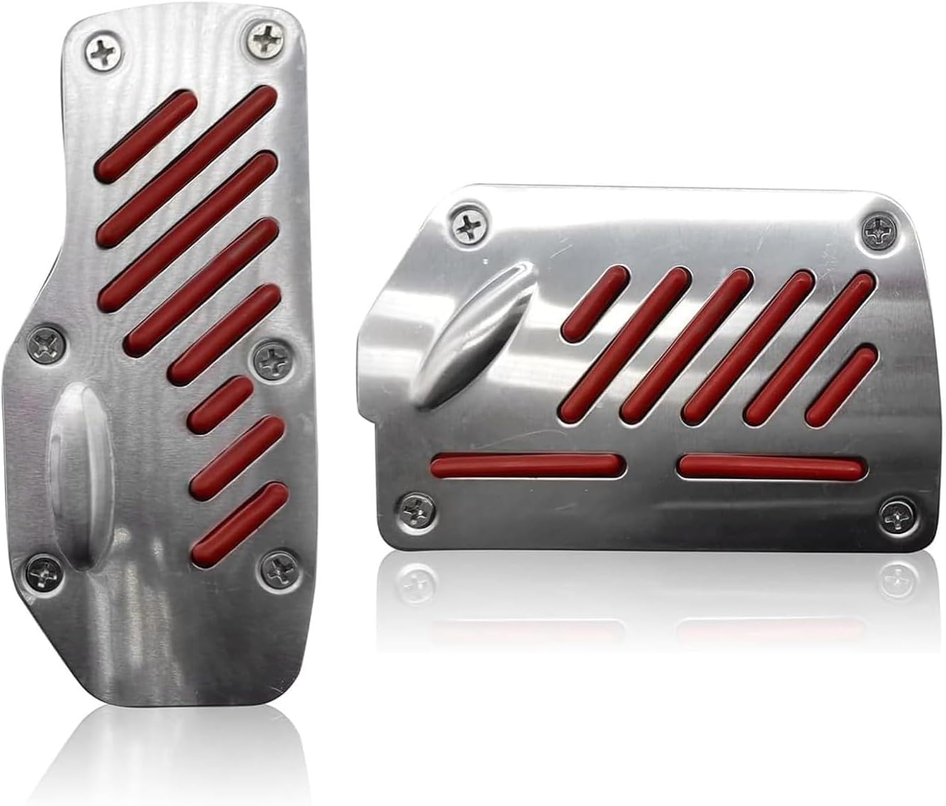 2 PCS Car Pedal Covers, Anti-slip Brake & Accelerator Pad, Alloy Anti-rust Foot Pedal Modification Cover, Replacement Kit for Most Automatic Transmission Cars SUVs (Red)