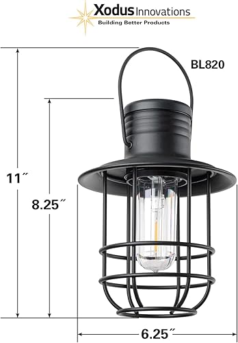 Miniatura 7 de Xodus Innovations BL820-2 Linterna LED estilo filamento funciona con pilas para exteriores, ya sea colgante o de pie, con tu elección de