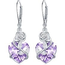 Irish Celtic Earrings 925 Sterling Silver Moonstone Celtic Knot/Shamrock/Lotus/Rose/Sunflower/Filigree/Faith Crystal Leverback Earrings Ireland Jewelry Gifts for Women Mom