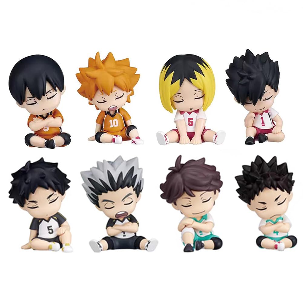 Xinchangda 8pcs Haikyuu Figures Anime Kuroo Tetsurou Kozume Kenma Action Figures 6cm Oikawa Tooru Sleeping Pose Figurine Cake Topper Ornaments Desktop Collectibles Gift — image 1