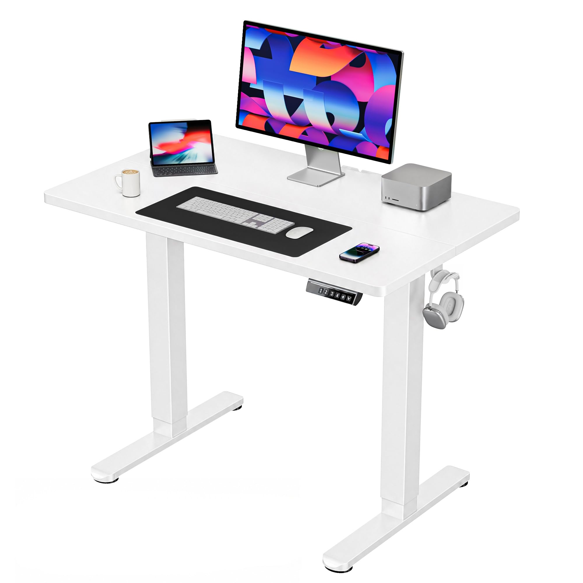 HUANUO 40x24 Inch Electric Standing Desk, Height Adjustable, White