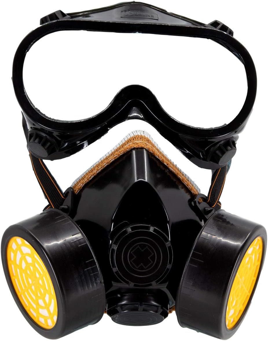 TRIXES Respirator Gas Mask with Goggles - Fancy Dress Accessory for Construction Worker Industrial Scientist Halloween Cosplay Outfit - Adult Size