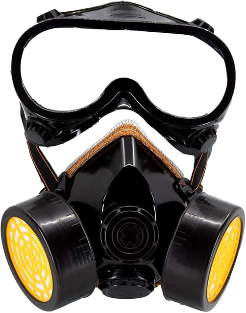 TRIXES 1 x Costume Goggles and 1 x Costume Mask - Fancy Dress Accessory for Construction Worker Industrial Scientist Halloween Cosplay Outfit - Adult Size
