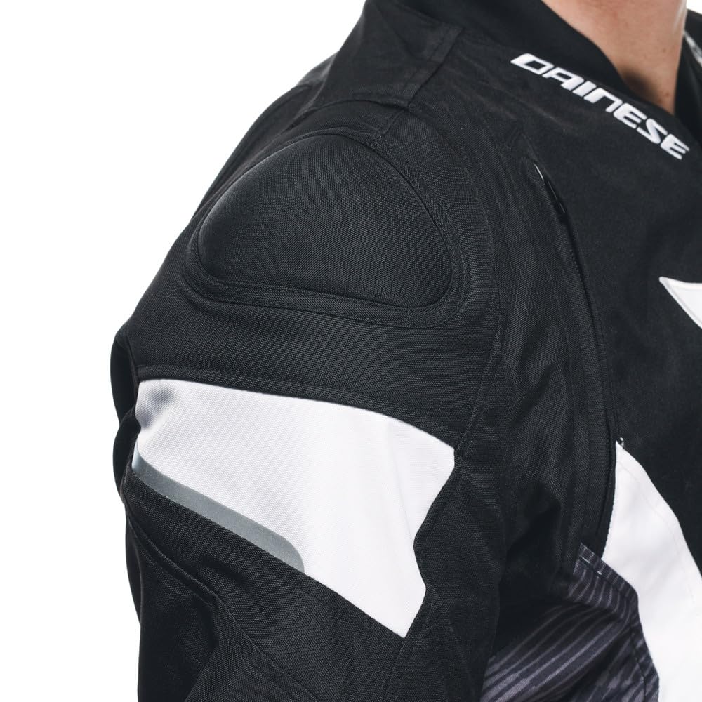 Dainese - Avro 5 Tex Jacket, Veste Moto en Tissu, avec Protections aux épaules, Noir/Blanc/Noir, 52 | Étanche