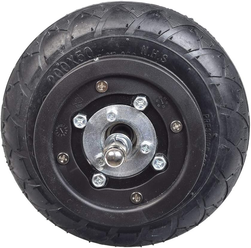 AlveyTech Front Wheel Assembly - Replacement Kit for the Razor Crazy Cart XL (V5+) 200x50 Pneumatic Tire, Tube, Rim, Sprocket, Chain Plate, Wheels for Electric Drift Kart, E-Scooter Accessories 1-Pack