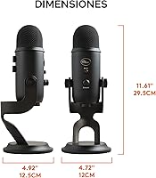 Vista 10 de Blue Yeti USB Mic para grabar y transmitir en PC y Mac, 3 cápsulas de condensador, 4 patrones de captación, salida de auriculares y control