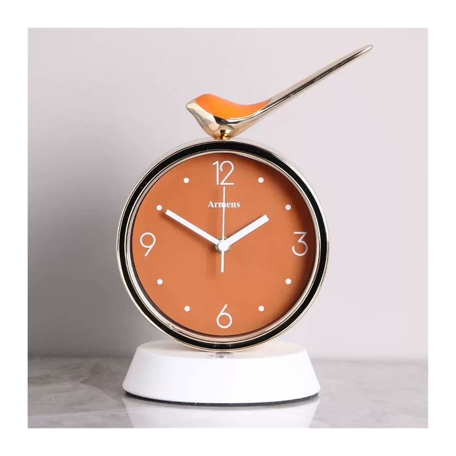 Elegante reloj de mesa de cuarzo con decoración artística de pájaros