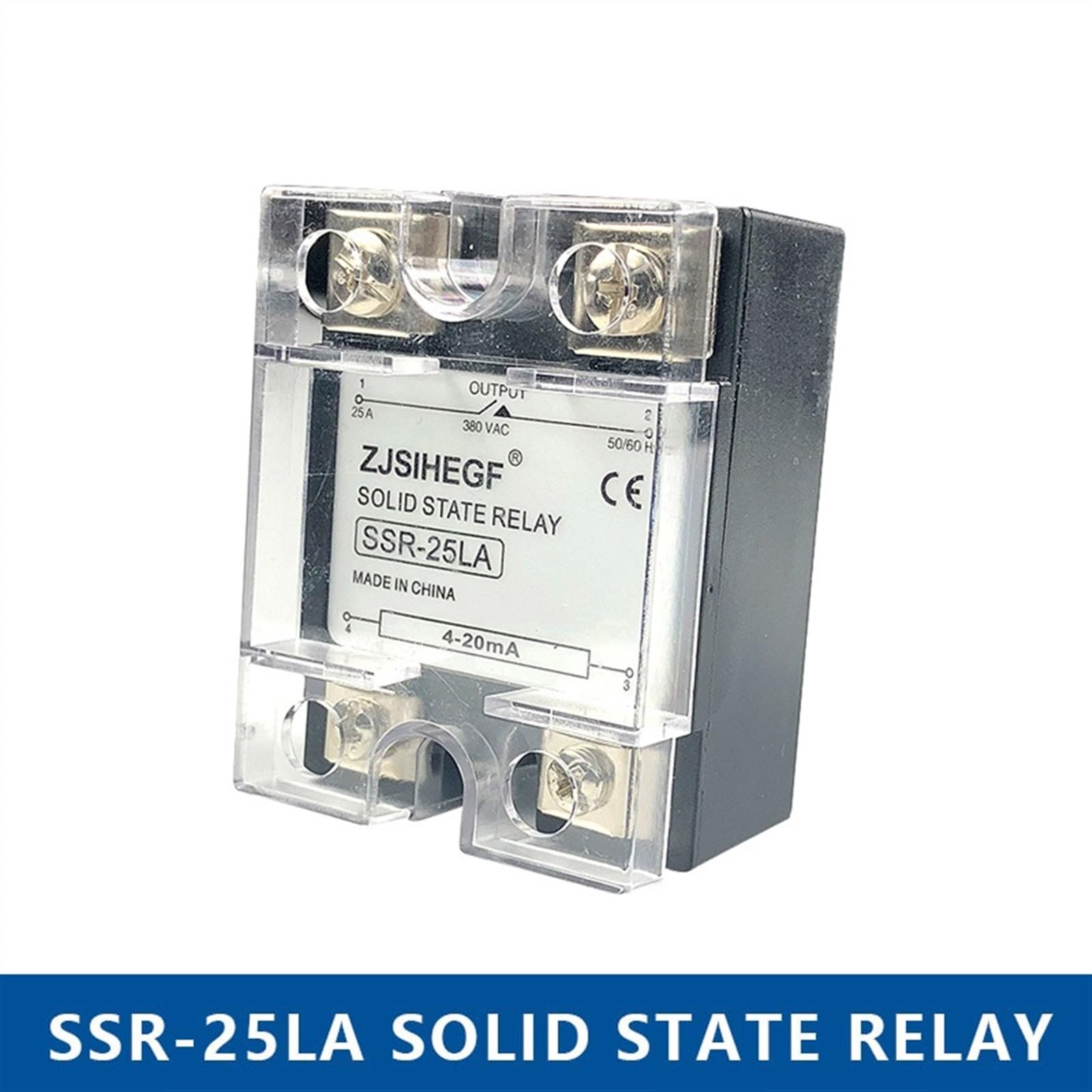 Relé de estado sólido monofásico de entrada CC de 4-20 mA SSR-10/25/40/60LA, regulador de voltaje for sensor de temperatura(25A 4-20mA)