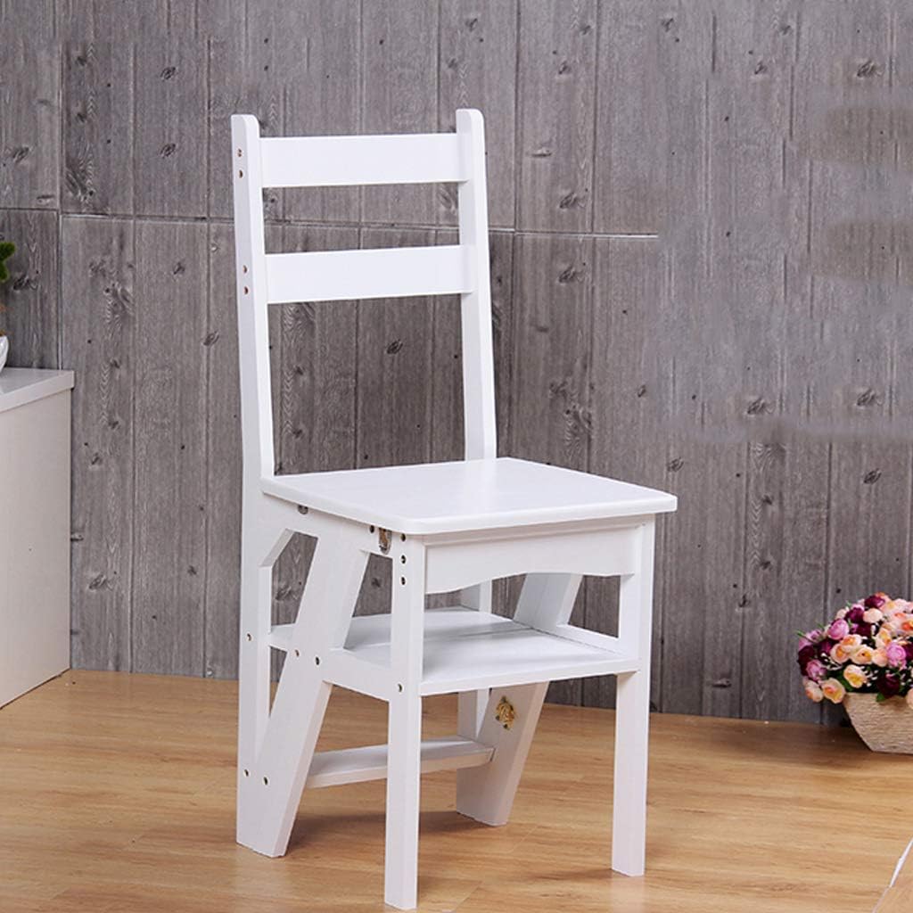 Home Folding Stairs Chair Creative Step Ladder Stool Indoor Bamboo Stepladder with Thickening Wide Pedal Flower Rack for Living Room(Color : White, Size : 4 Tiers)