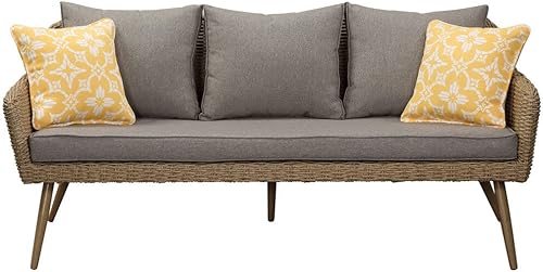 Miniatura 7 de Hanover Sydney - Muebles de patio de mimbre de material mixto para exteriores, juego de conversación moderno de mediados de siglo, mesa auxiliar de