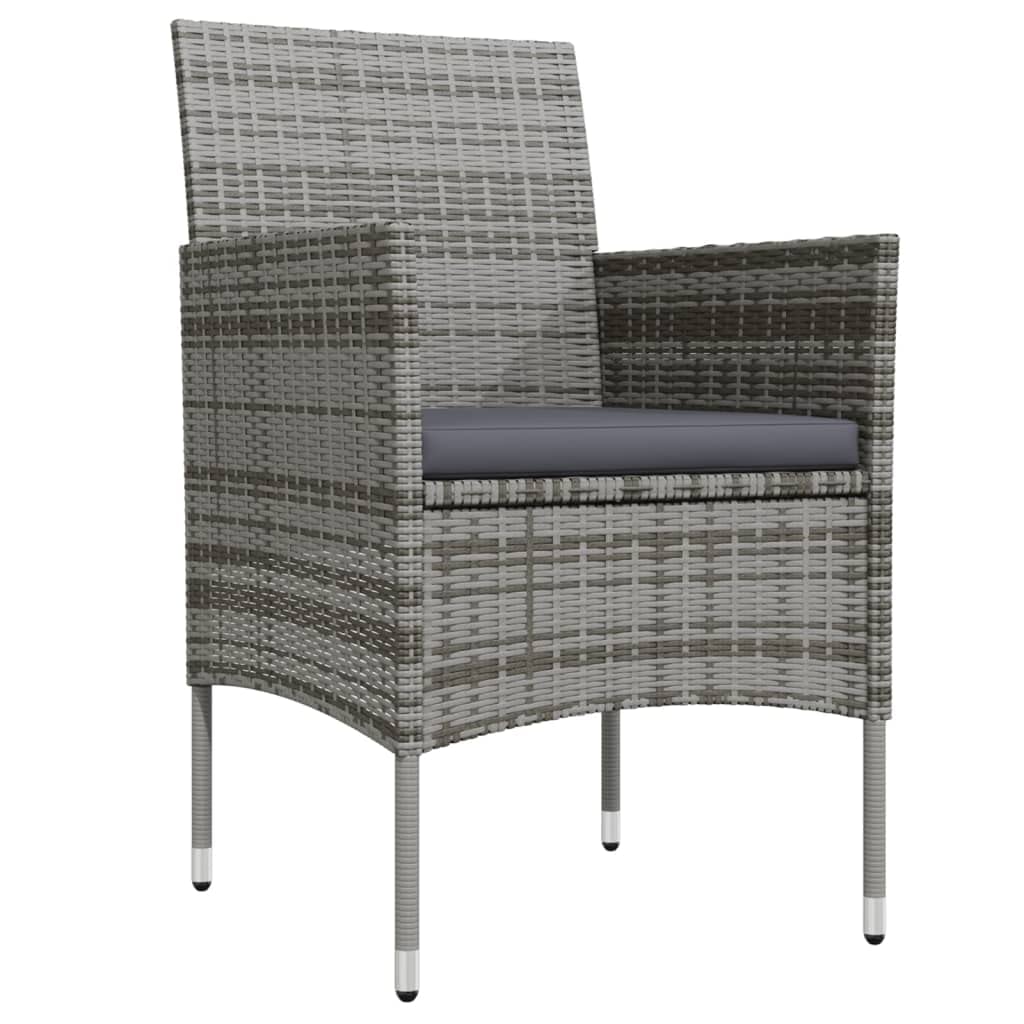 Juego de muebles de jardín de ratán de polietileno, color gris, negro, acero pulverizado, 140 x 70 cm, 4 sillas con cojín, juego de muebles de patio al aire libre