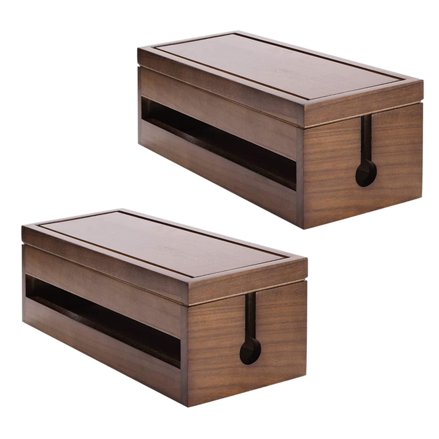 Cdymrl Coffee Color 2X Cable Management Box Wooden Cord Organizer Box For Extension Cord Power Stripe Surge Protector Wire (Coffee Color)