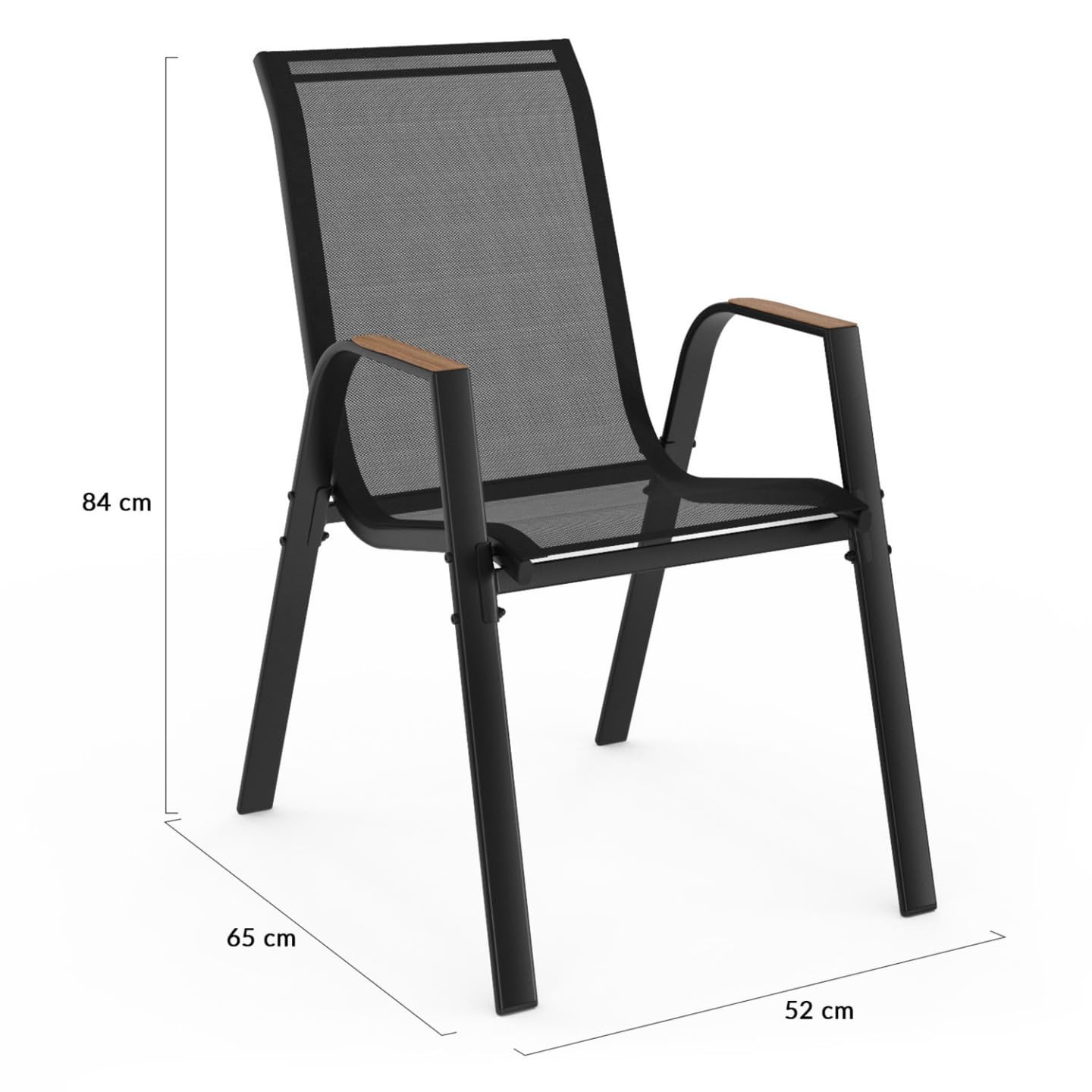 IDMarket - Lot de 6 chaises de Jardin NOUMEA métal et textilène empilables Noir et Bois