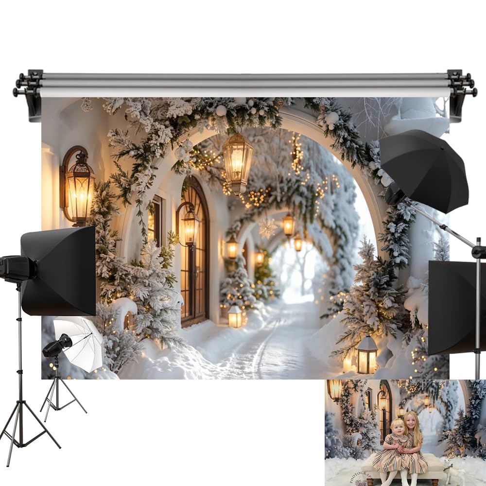 Photo 1 of Kate 10x6.5ft/3x2m Christmas Backdrop Snowy Scene Archway Photo Background Photography Studio Props