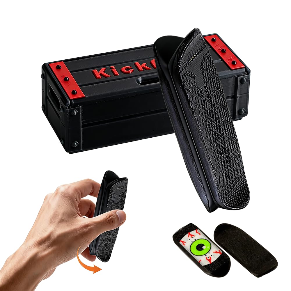 Flip Magnetic Fidget Slider Mini Skateboard Fidget Toy,Stress Relief & Focus Aid,Smooth Magnetic Control,Portable Pocket-Sized Anxiety Relief for Office Travel,Durable Build (Black)