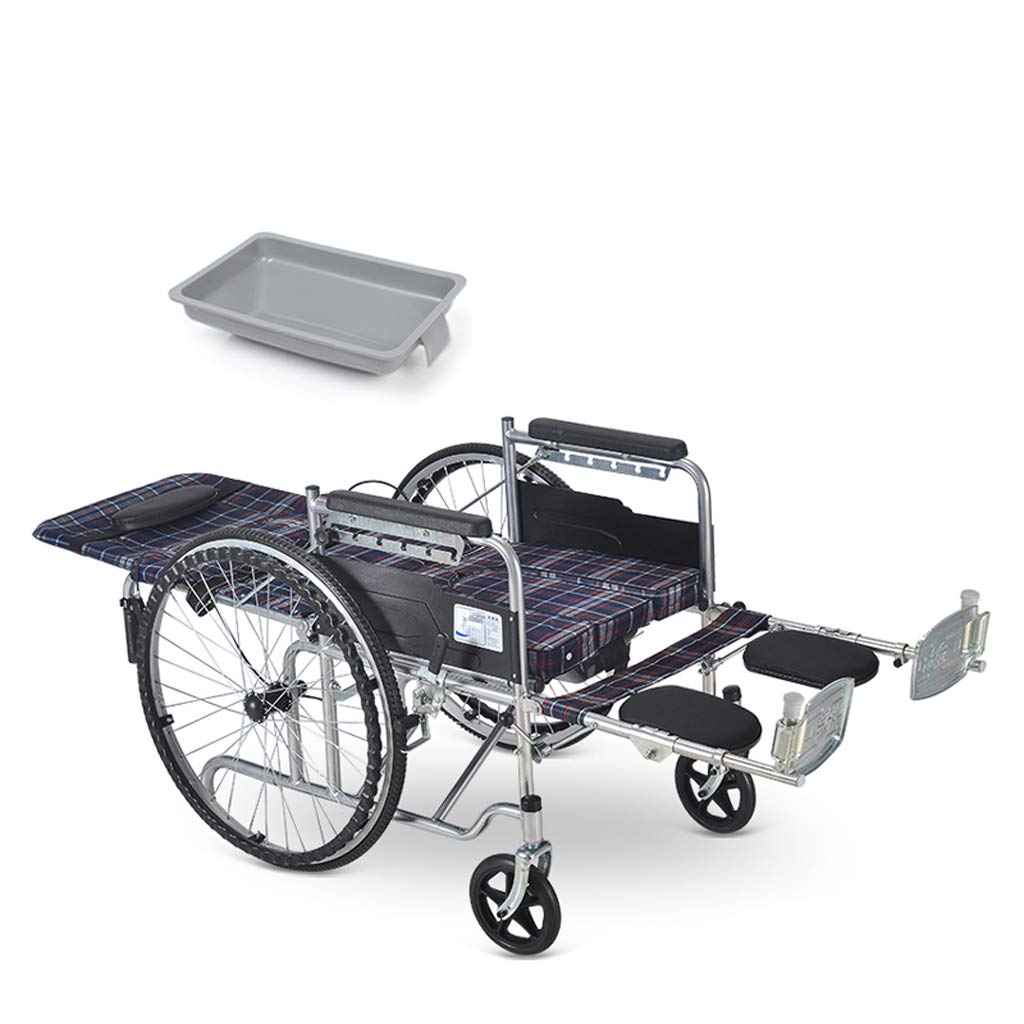 SXSLTSA Transport Wheelchairs Lightweight Folding,Adjustable Backrest, Explosion Proof Tires Wheelchair for Adults,Elderly Disabled Wheel Chair (C 1)