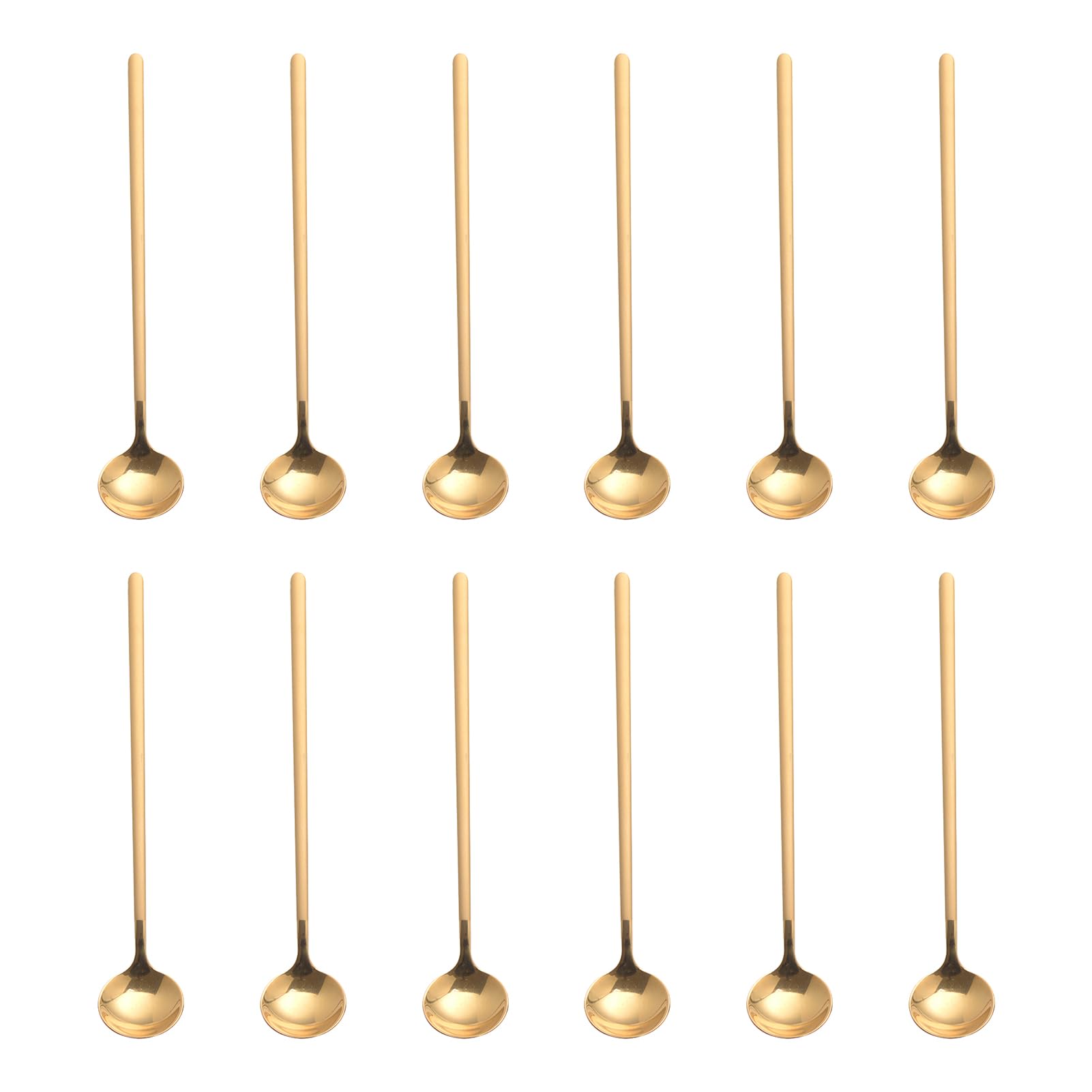 12 PCS Coffee Spoons, 18/8 Stainless Steel Espresso Spoons, 6.7 Inches Vogue Mini Tea Spoon, Cappuccino Stirring Small Spoon for Dessert, Ice Cream, Frosted Handle,Sweejar(Gold)
