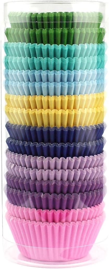 Mini Cupcake Liners Muffin Wrappers Rainbow Bright Baking Cups Paper, 400 Pack