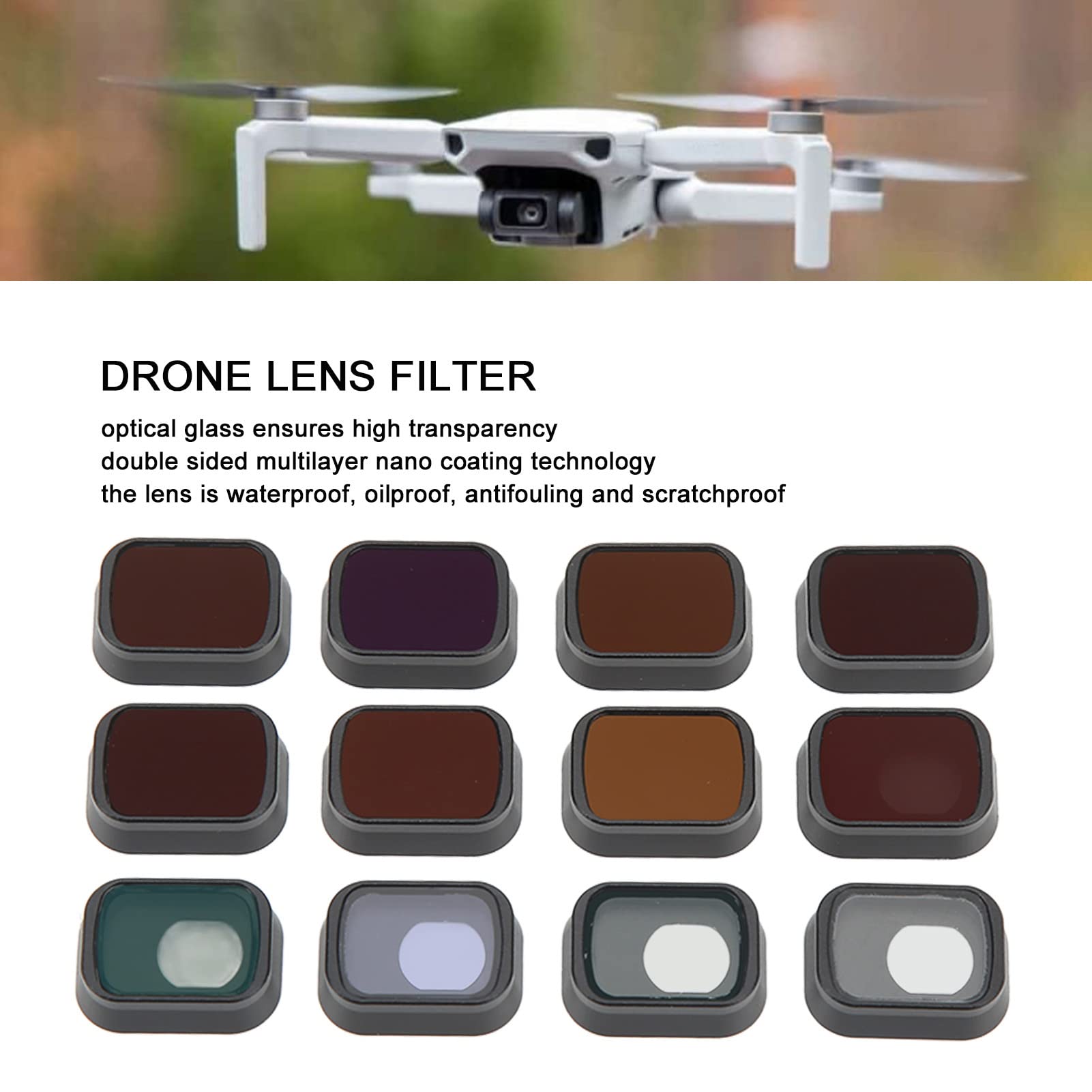 per Mini 3 Pro Filter Set, 12pcs CPL ND UV Night STAR Drone Filtro obiettivo fotocamera per Drone