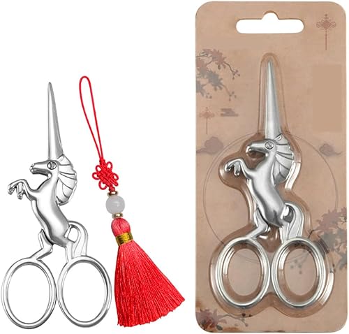 Miniatura 9 de Tijera vintage de acero inoxidable con borla, puntas afiladas, asas cómodas para bricolaje, tejer a mano y ganchillo, arte de roscado, costura,