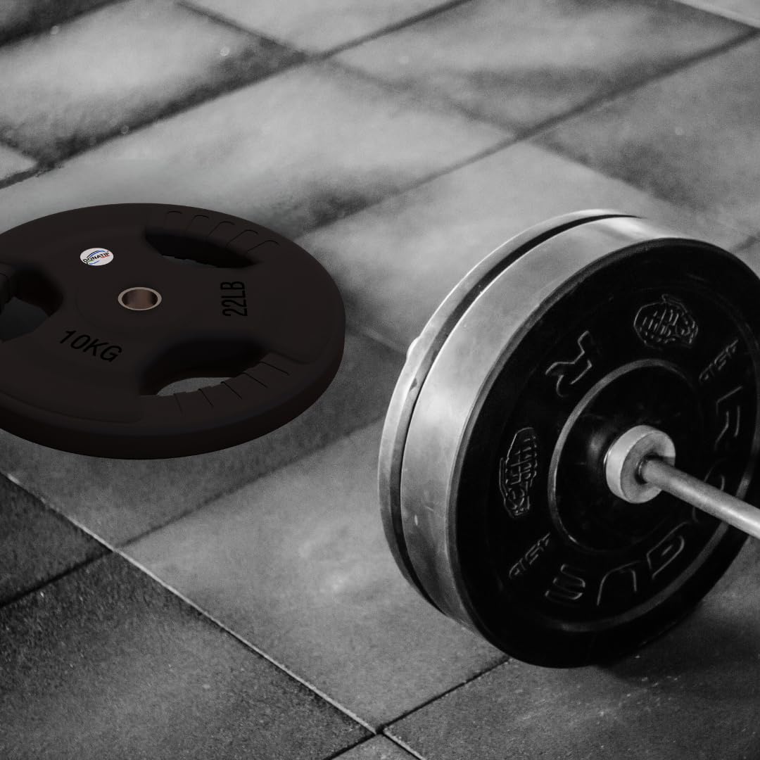 Set Dischi Palestra da 5 Kg, Dischi per bilanciere Ghisa Foro 28 mm, Rivestimento in Gomma, Dischi Manubri e Bilanciere Palestra, Impugnatura Tip-Grip, Home Gym