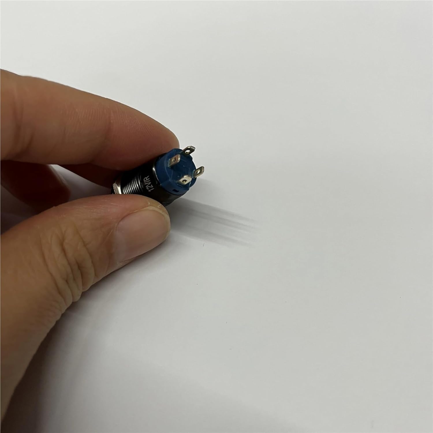 12mm Button Without Fixatio Instant Black Aluminum ON Off Ring Illuminated Car Pushbutton Switch 1Pcs(3,MOMENTARY Reset_Yellow Ring LED_12-24V)