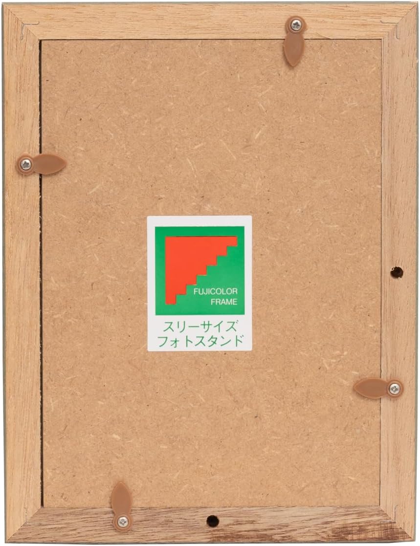 FUJICOLOR 501548 Photo Frame, Three-Size Photo Stand, L/Postcard, 6.6 gal (2 L), Wood, Beige