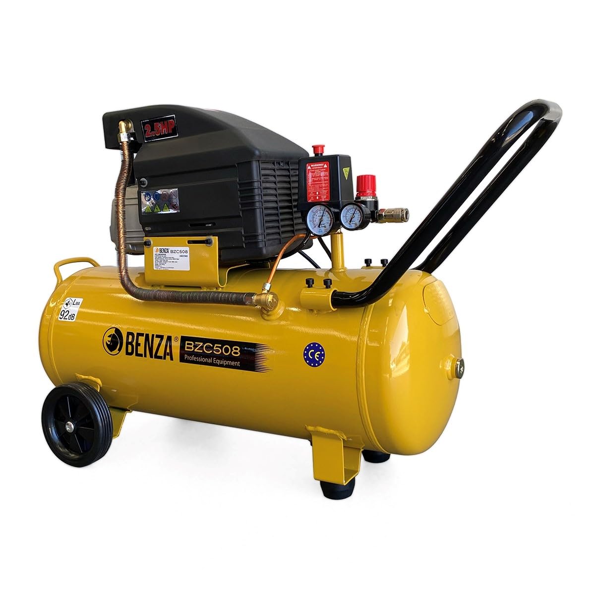 BENZA Compresor de Aire 68BZC5083 BZC508 50L V.23 - Eléctrico, 2.5 HP, 50L Capacidad, 8 Bar, 220-240V - Ideal para Talleres y Garajes
