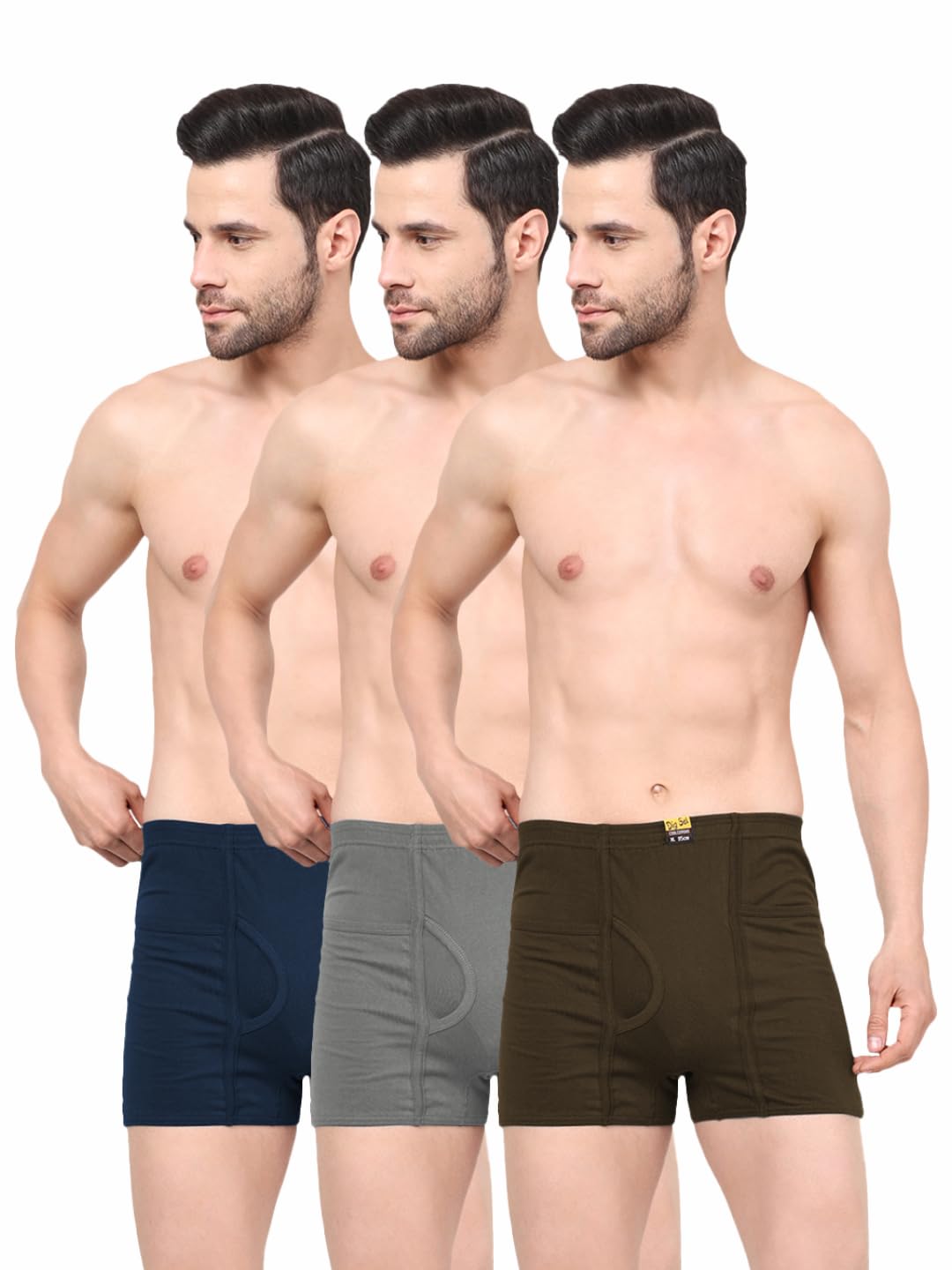 digsel mens wear Digsel Men 100% Cotton Inner Elastic Packet Trunks_Brother Pack of 3-picture-26