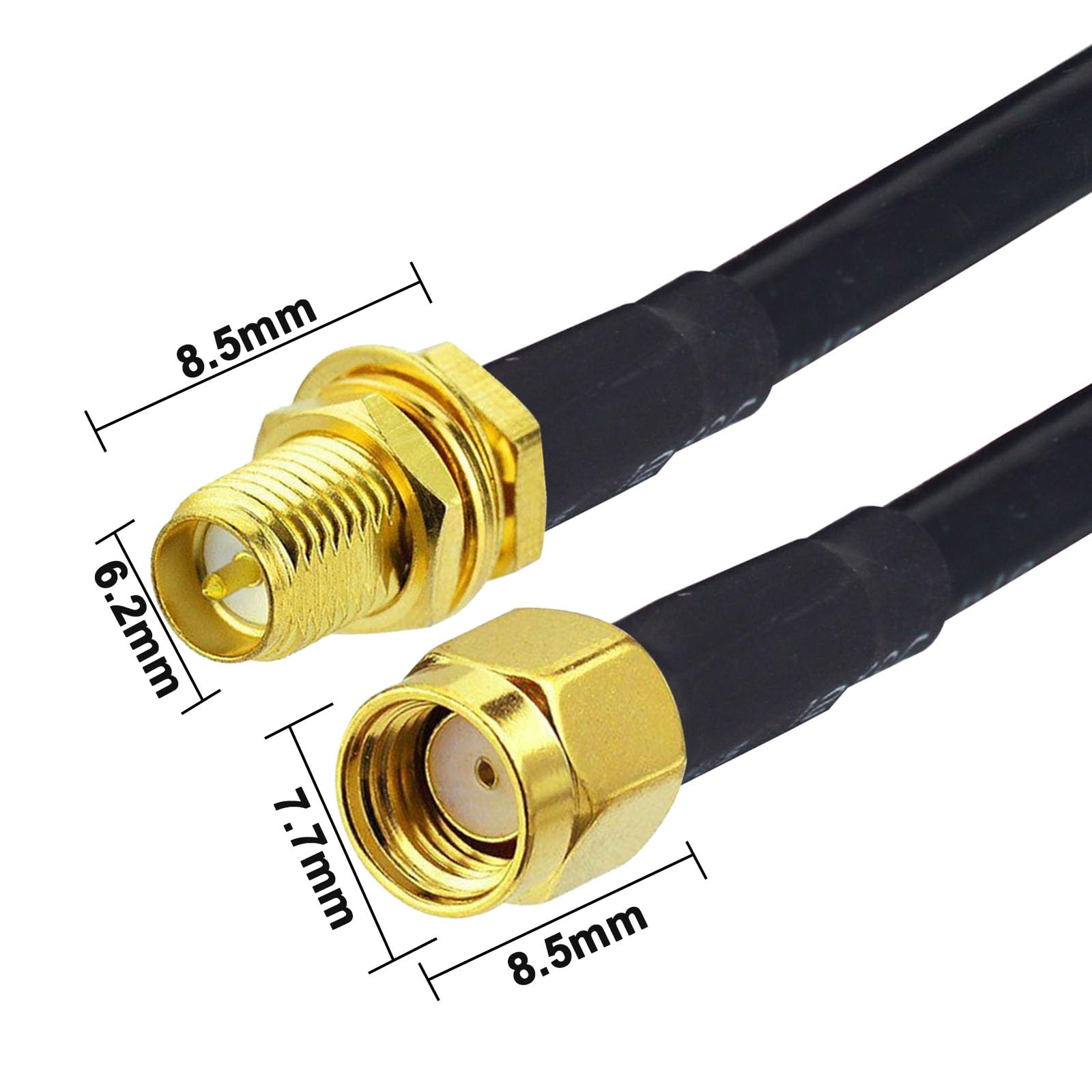 YILIANDUO RP SMA Antenna Extension Cable RP-SMA Male to Female Bulkhead Mount RG58 Coaxial Cable 2M for Wireless Network Card WiFi Adapter WiFi Router IP Camera - Image 3