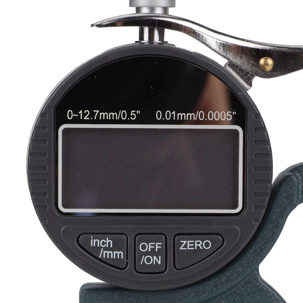 Zunate Misuratore di spessore digitale, Tester per misuratore di spessore elettronico 0-12,7 mm, Micrometro digitale per spessore 0,01 mm per pelle, strumenti di misurazione e progettazione
