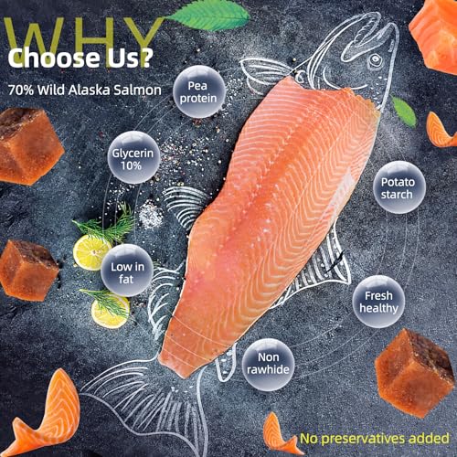 Lachs Hundeleckerlis,Hundetraining Leckerlis Belohnung, natürliche fettarme Lachssnacks für Hunde, reich an Omega 3, nahrhaft und Gute Absorption, gesunde Hundeleckerlis Hundesnack 100g