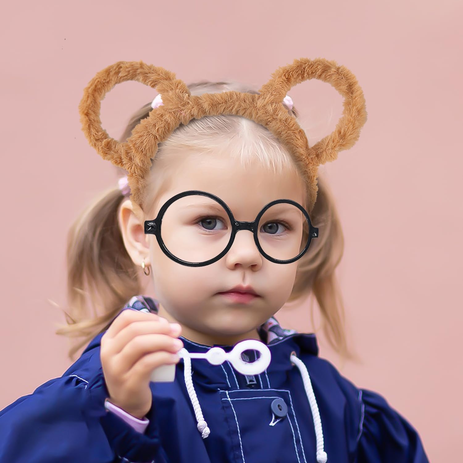 Lezevn 12pcs Halloween Chipmunks Garment Accessory Sets Cute Cartoon Animal Ears Hairband Black Round Glasses Frame for Halloween Party Cosplay - Image 4