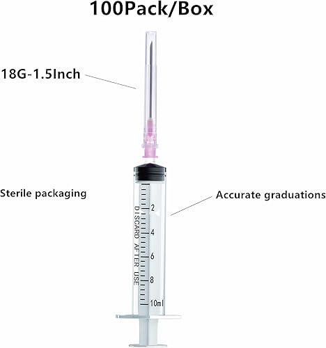 Miniatura 9 de Jeringa de 0.1 fl oz con aguja de 23G 1 pulgada, embalaje individual desechable (2 ML-23G-20PACK)