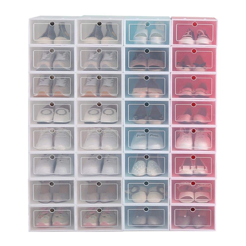 Schuhkarton 12St Schuhkarton-Set Multicolor Faltbarer Aufbewahrungs Kunststoff Klar Startseite Organizer Schuhregal Stapel-Speicher-Organisator,Transparent,35Cmx23Cmx14Cm