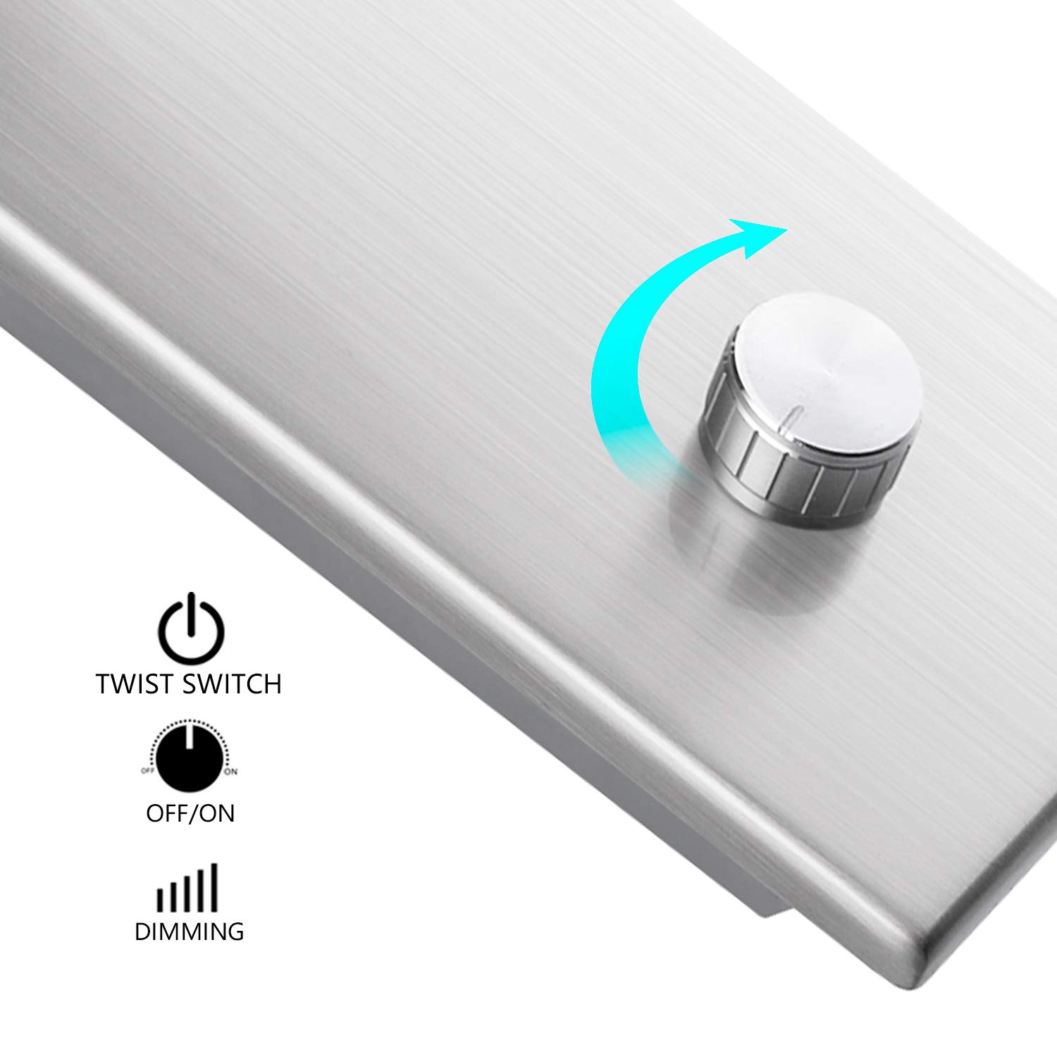 Meanyee Wandleselampe Wandleuchte Kopfteil Nachttischleuchte mit Drehschalter/Dimmbar/Verstellbarer Arm/Eingebettet/Nickel gebürstet / 3000K LED/MY-WN225B