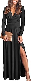 ANRABESS Women Summer Deep V Neck Short Sleeve Dresses Slit Elegant Wedding Guest Formal Cocktail Evening Maxi Long Dress