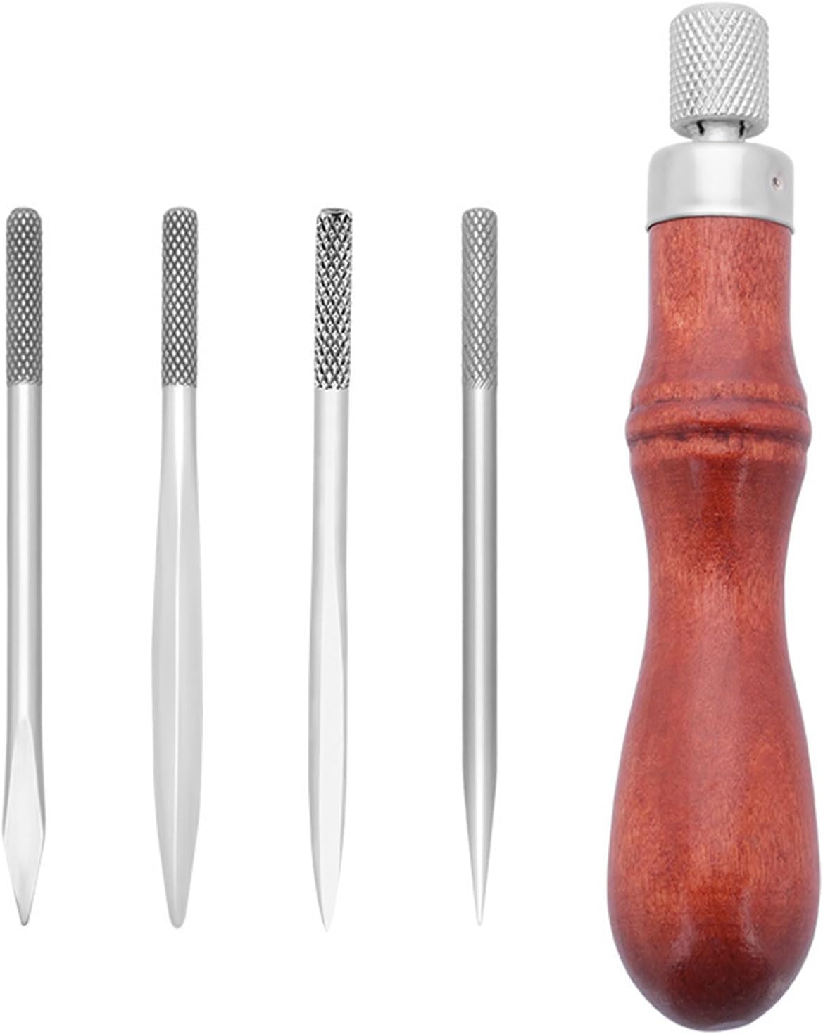 4 in 1 Leather Craft Sewing Awl Kits Sewing Awl with Handle Hole Punched Tool for Leather Sewing Hand Stitching
