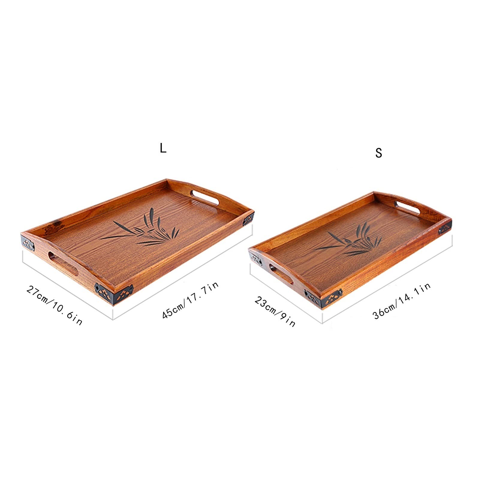 Bandeja Bandeja de servir y plato, placa de senderos tallados de madera rectangular con bandeja de bocadillos de mango, bandeja de desayuno, decoración con estilo de granja con estilo. Bandejas para S