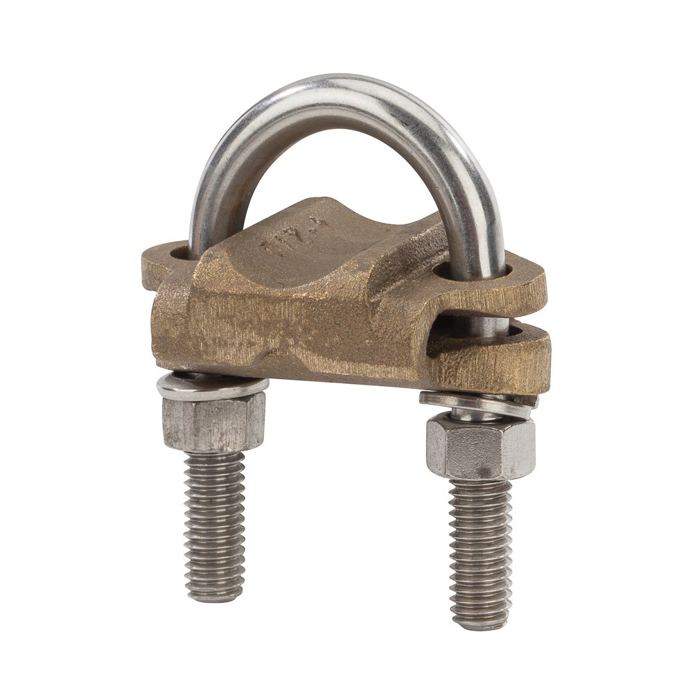 Connettore a terra resistente, dimensioni tubo da 1", gamma cavi 2/0-4, per cavi in rame paralleli o 90 gradi