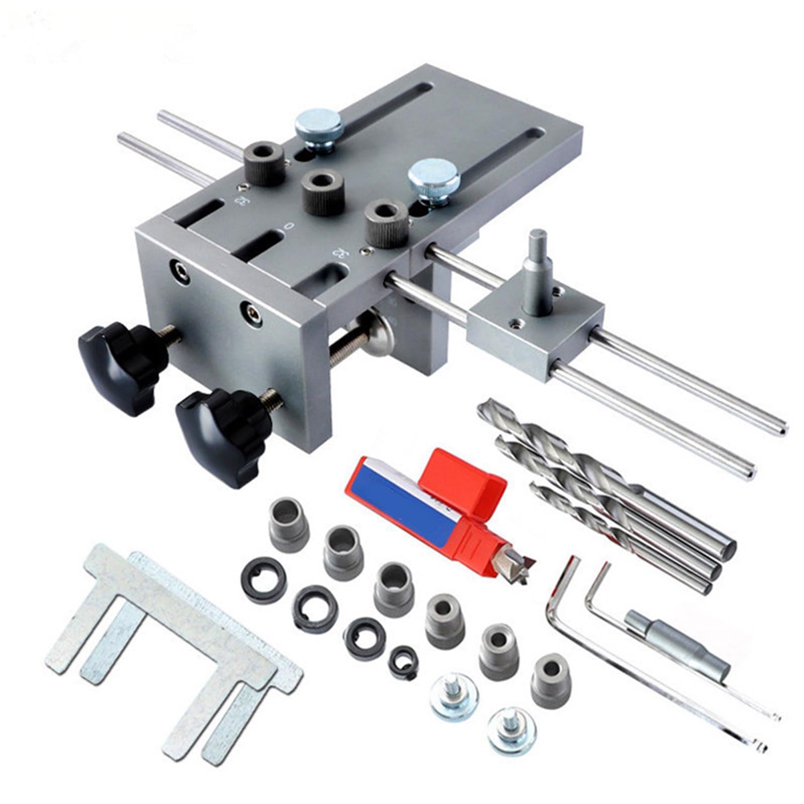 Mekalero Professional 3 In 1 Wood Drill Jig Positioning Tool Aluminum Alloy Hole Locator For Setup And Accurate Boring Drill Positioning Guide
